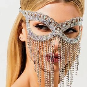 Bling Rhinestone Fringe Mask